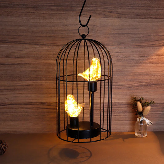 12"Tall Battery Operated Birdcage Decorative Lamp