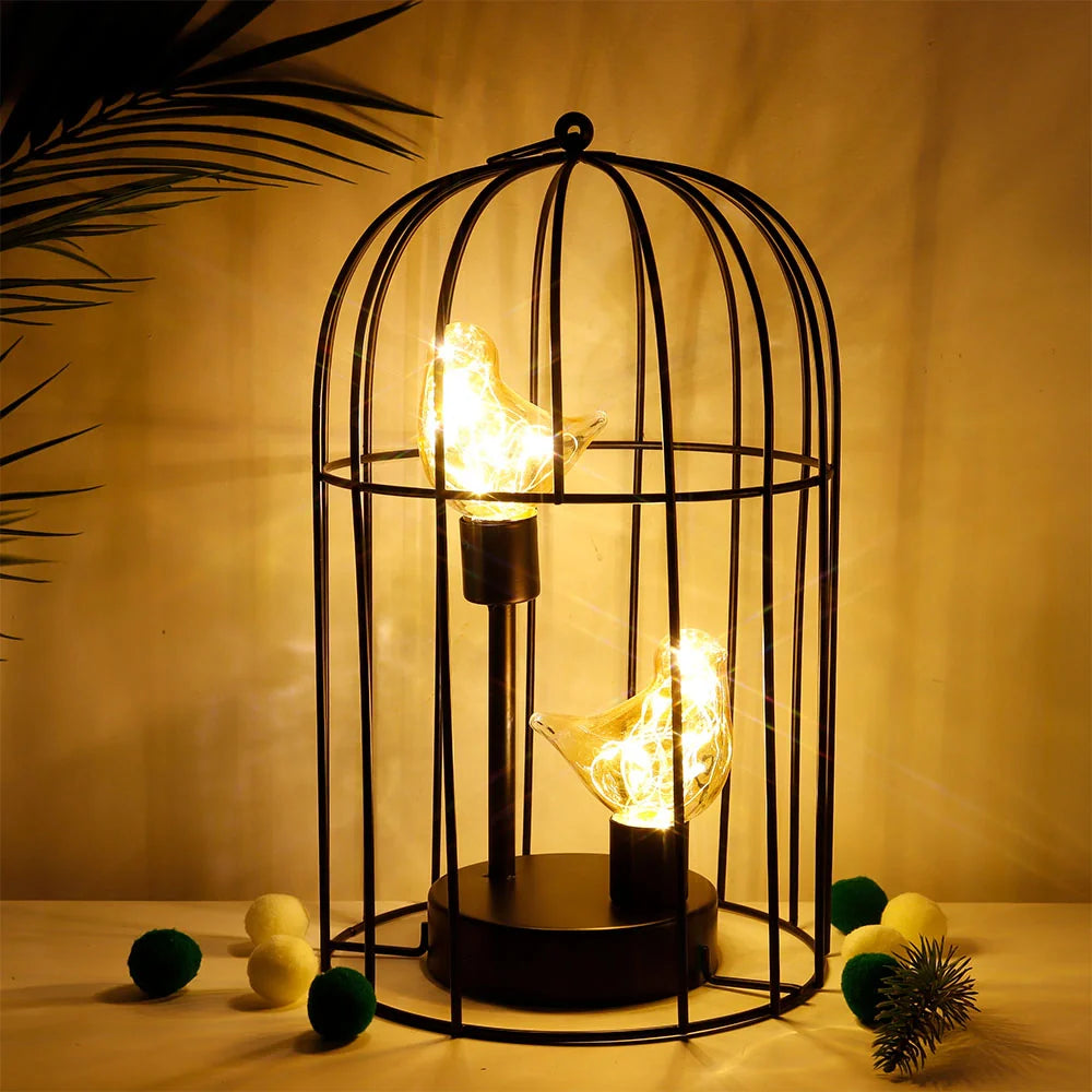 12"tall Battery Operated Birdcage Decorative Lamp battery operated lamps with nature-inspired artwork - product view 7